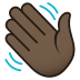 👋🏿 waving hand: dark skin tone display on JoyPixels